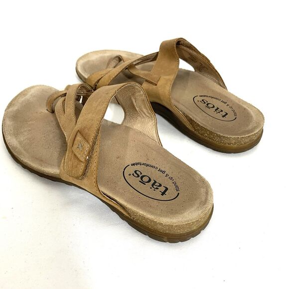 Taos Women’s Perfect Sz 8 Tan Leather Flat Thong Sandals - Picture 7 of 12